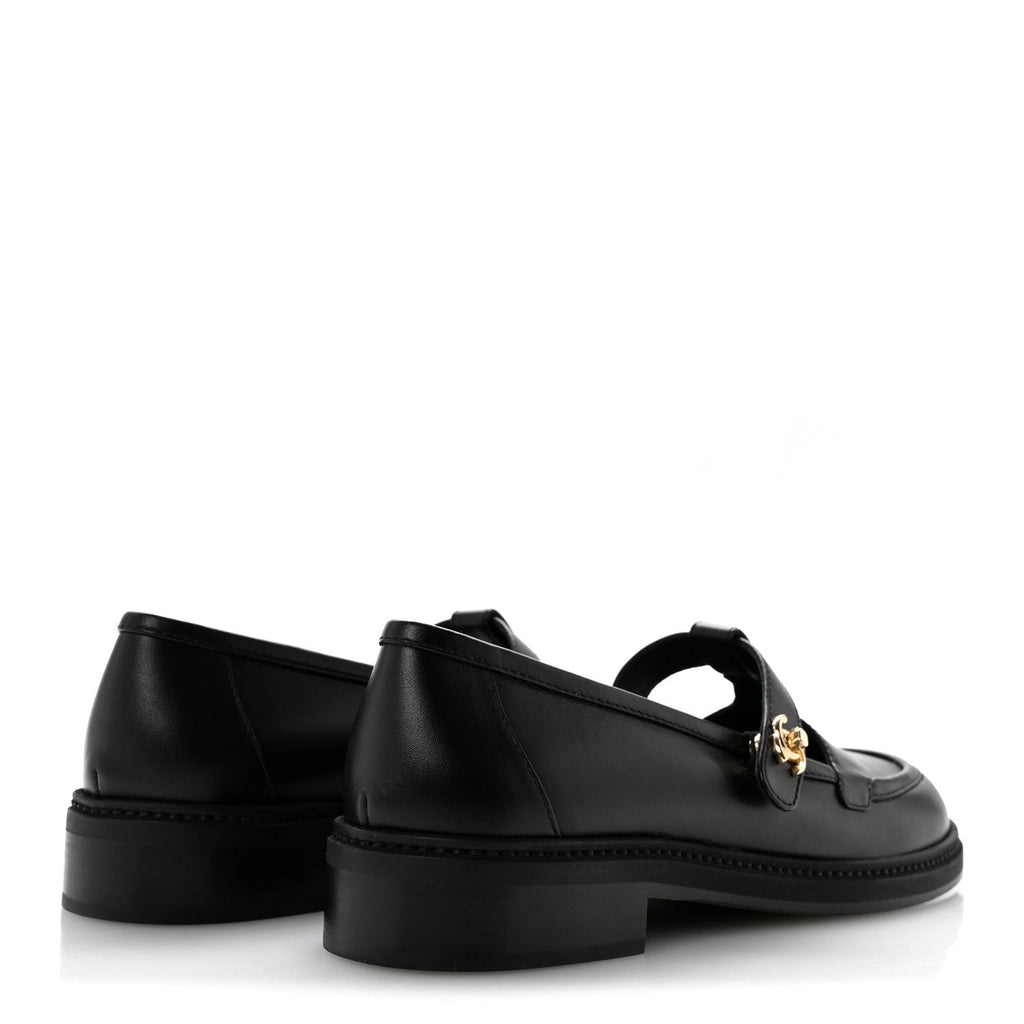 Calfskin CC Turnlock Moccasin Loafers 39 Black