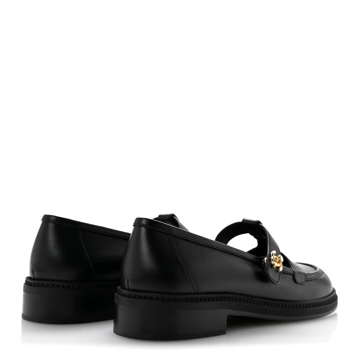 Calfskin CC Turnlock Moccasin Loafers 39 Black