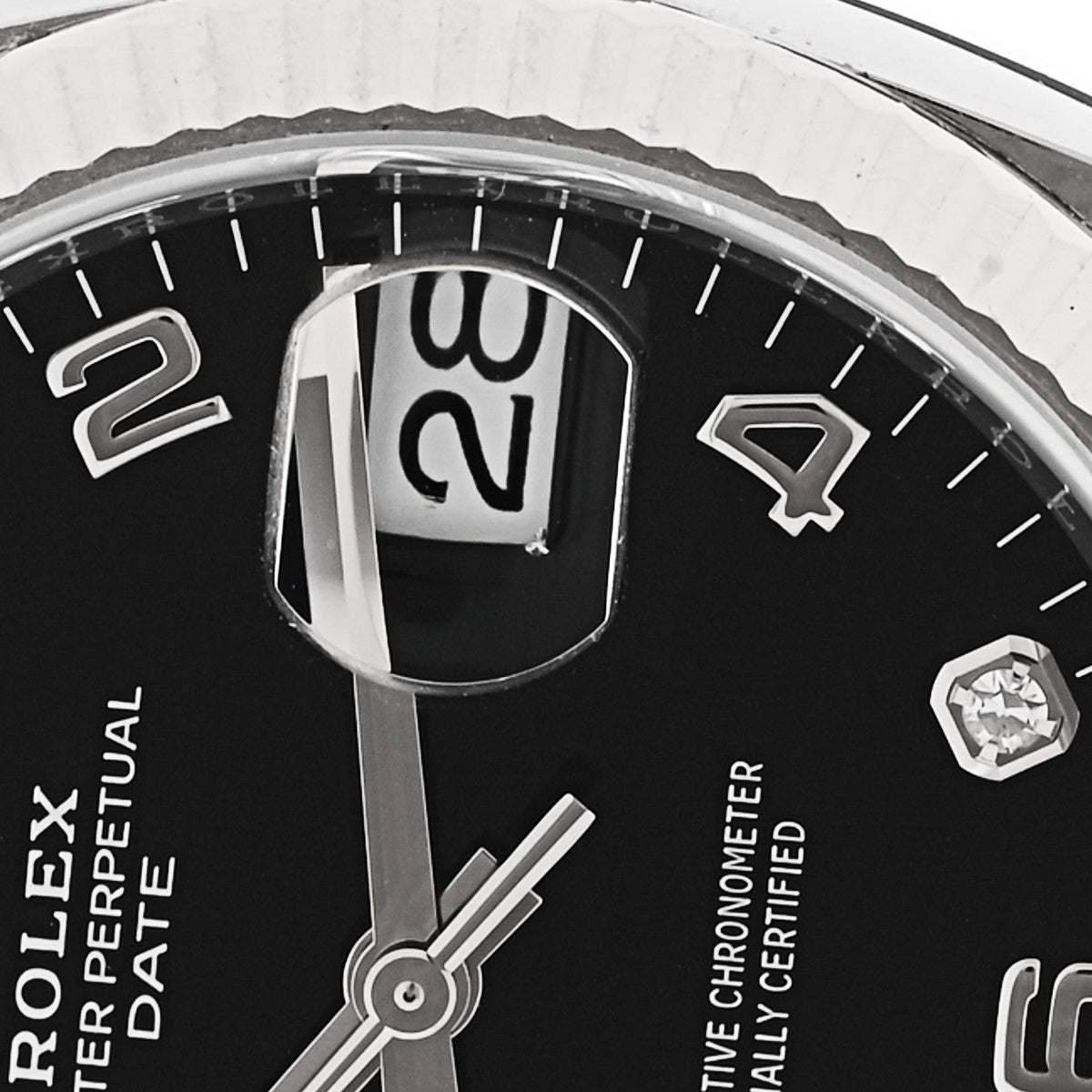 Stainless Steel 18K White Gold Diamond 34mm Oyster Perpetual Date Watch Black 115234