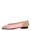 Raffia Cap Toe Ballerina Flats 37 Pink Beige