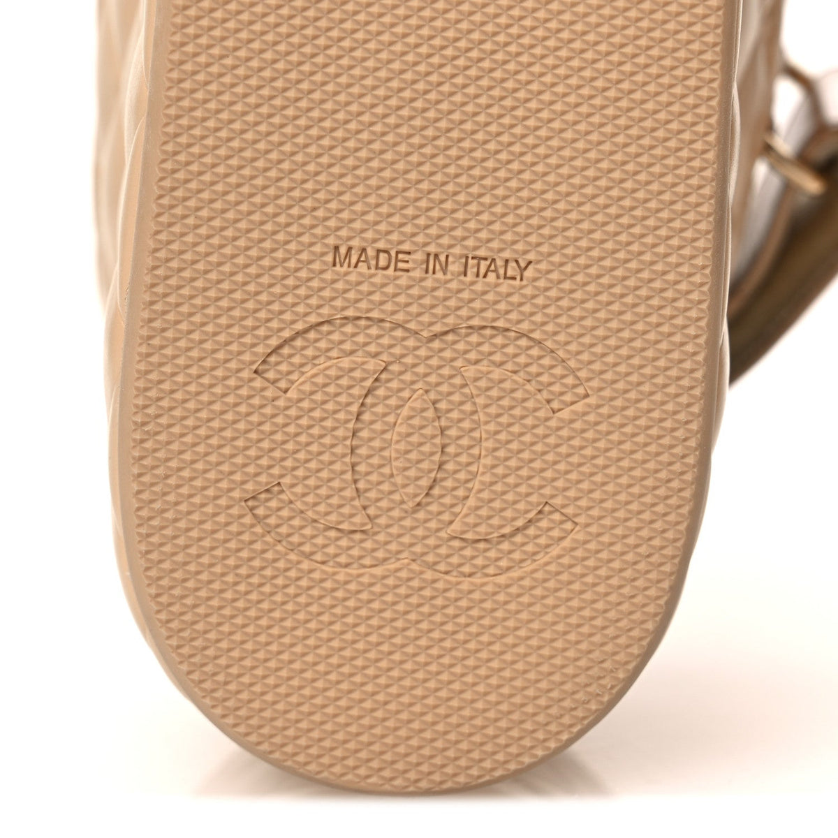 Shiny Calfskin Logo Platform Sandals 40 Beige