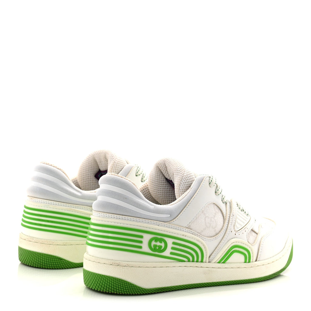 Demetra GG Supreme Monogram Womens Basket Low Top Sneakers 35 Great White Green