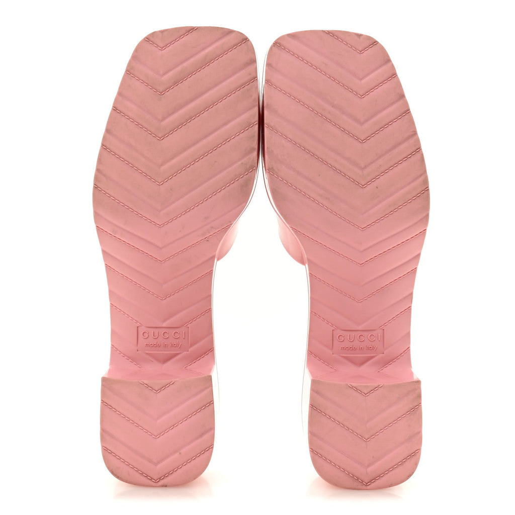 Rubber Gucci Logo Womens Platform 20/60mm Slide Sandals 38 Wild Rose