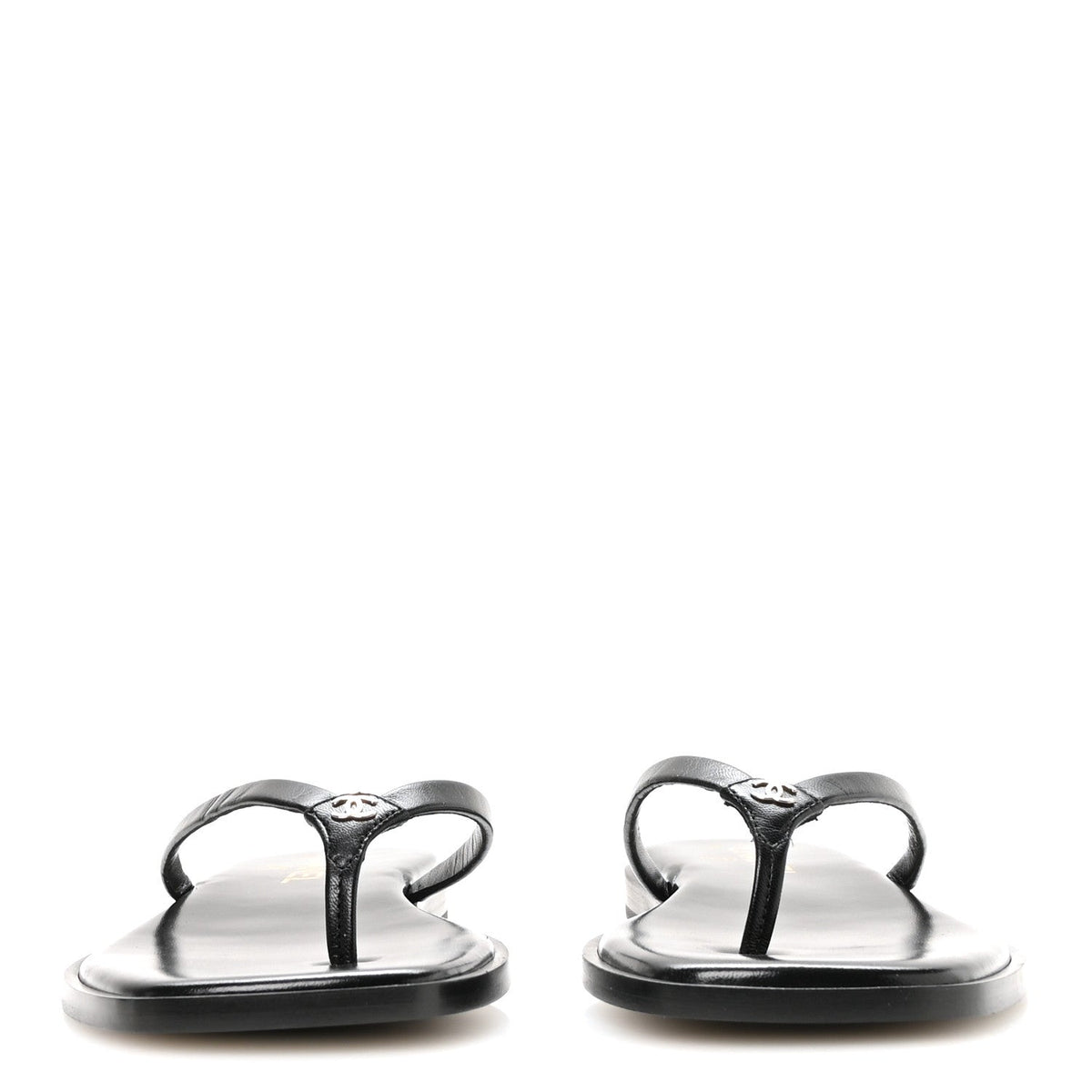Goatskin Times Square Thong Sandals 39.5 Black