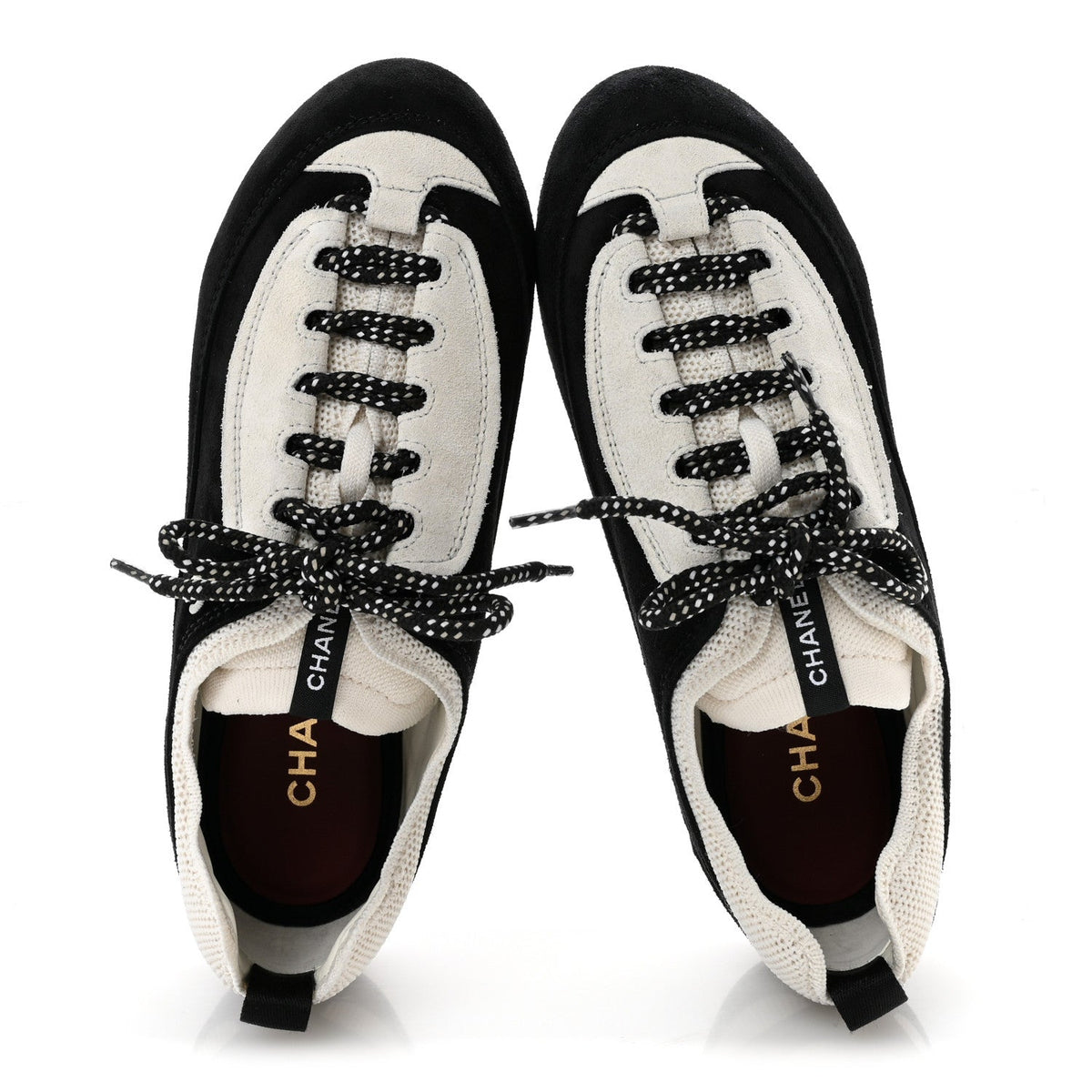 Velvet Calfskin Mixed Fibers Low Top CC Sneakers 37 Black