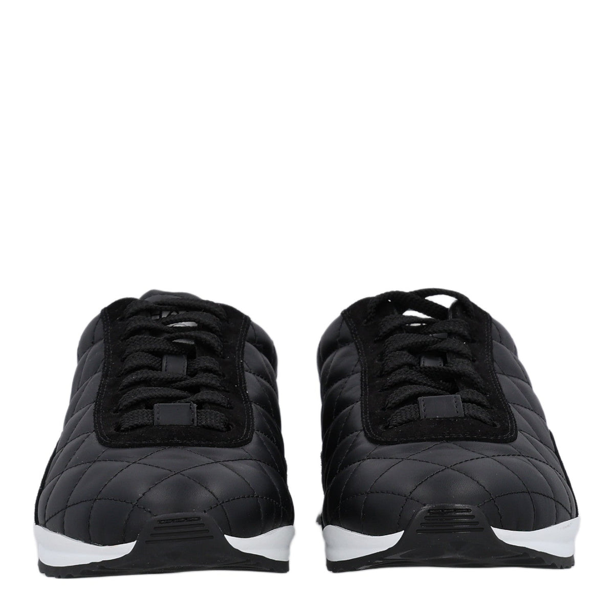 Suede Calfskin Quilted Sneakers 36.5 Black