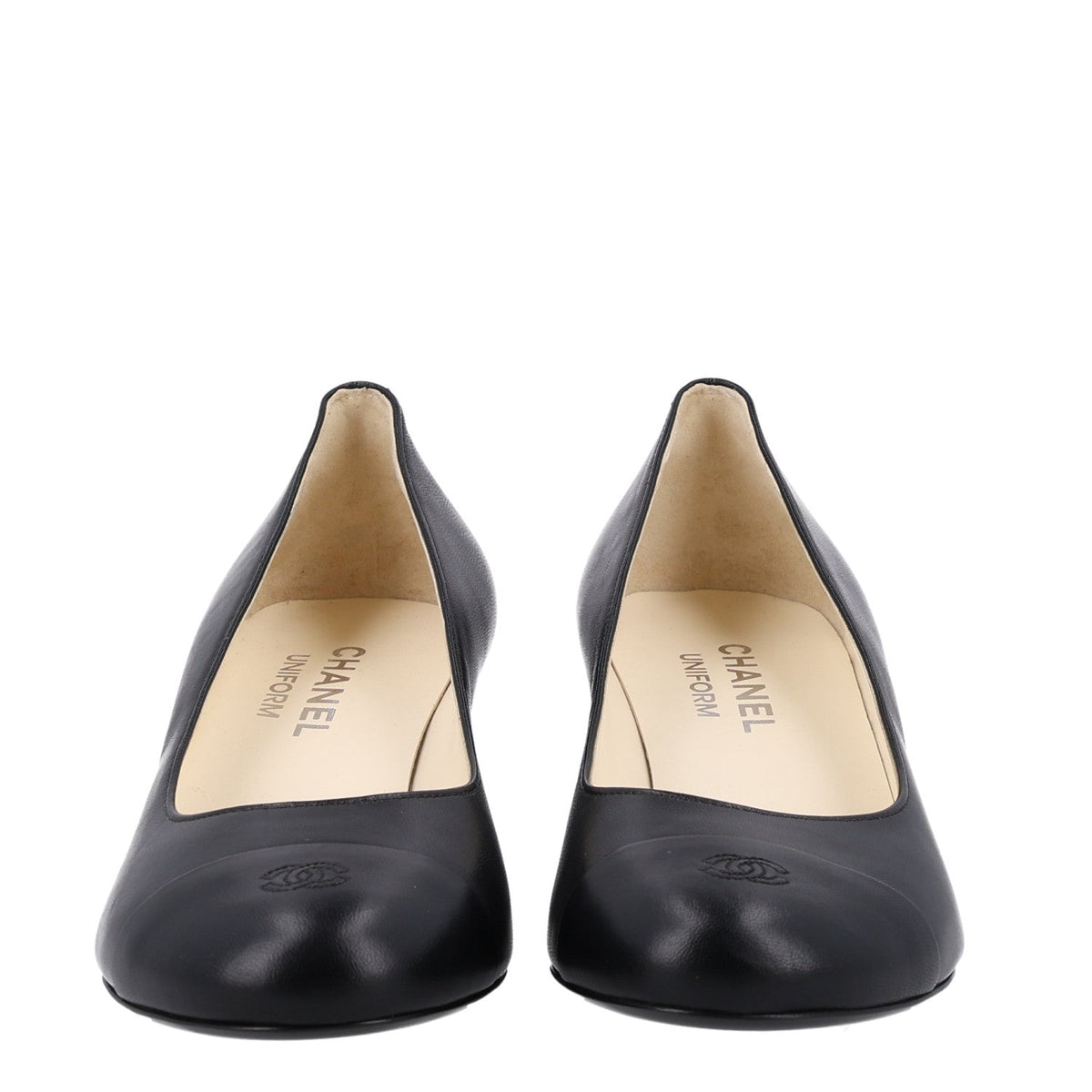 Lambskin Cap Toe CC Uniform Pumps 37 Black