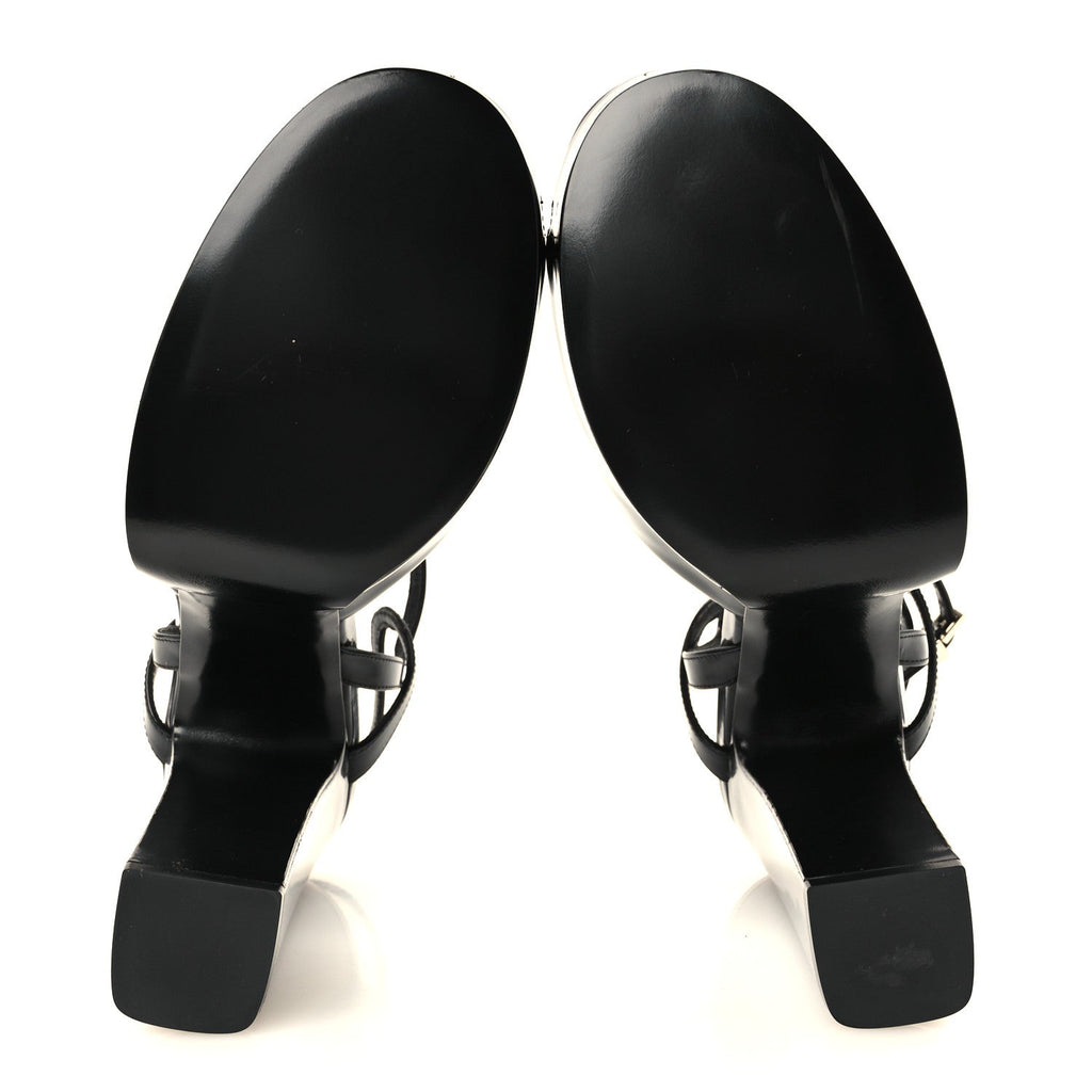Regent Calfskin Nizza 95mm Platform Sandals 39 Black