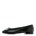 Patent Calfskin Crocodile Embossed Ballerina Flats 37 Dark Green Black