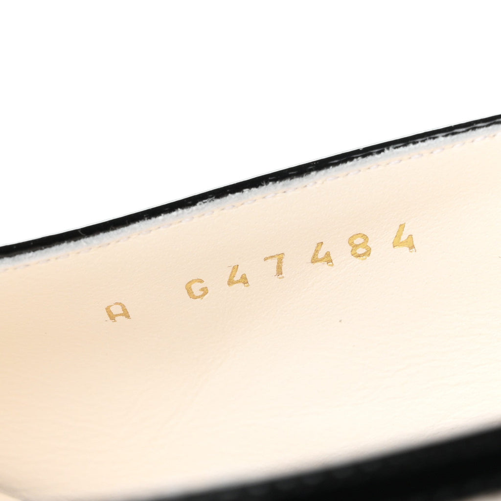Lambskin Patent Calfskin Cap Toe CC Slingback Pumps 40 White Black