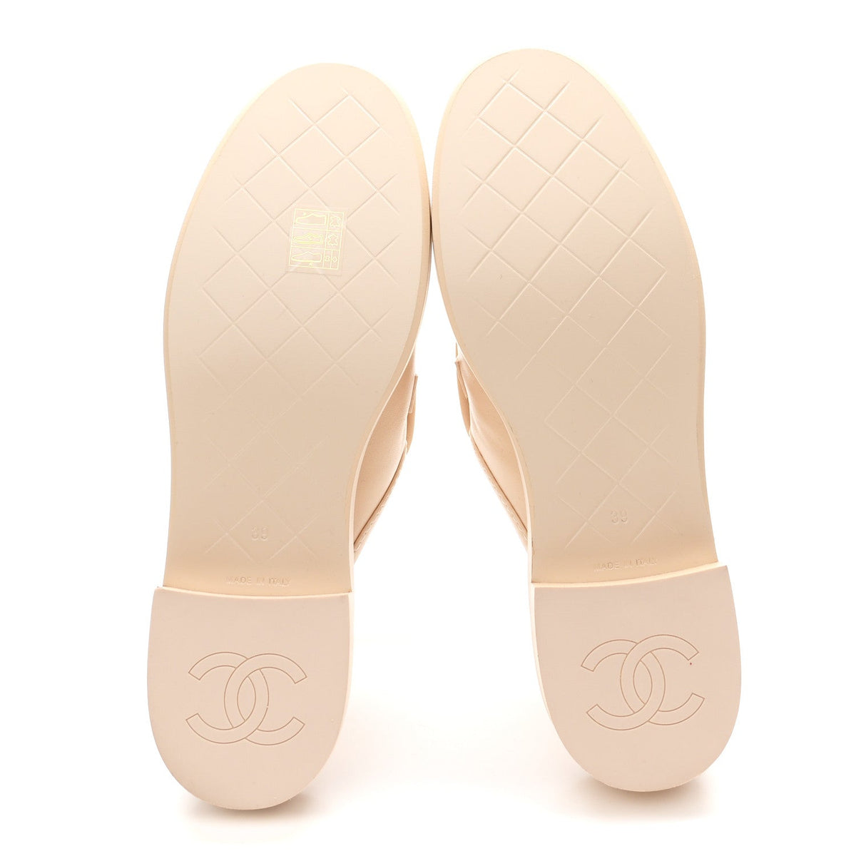 Lambskin Quilted CC Turnlock Mules 39 Light Beige