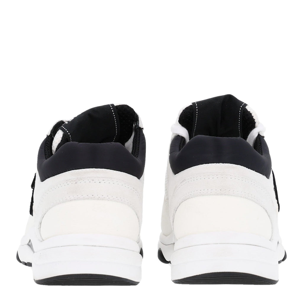 Mesh Suede Grained Calfskin Womens CC Sneakers 36.5 White Black