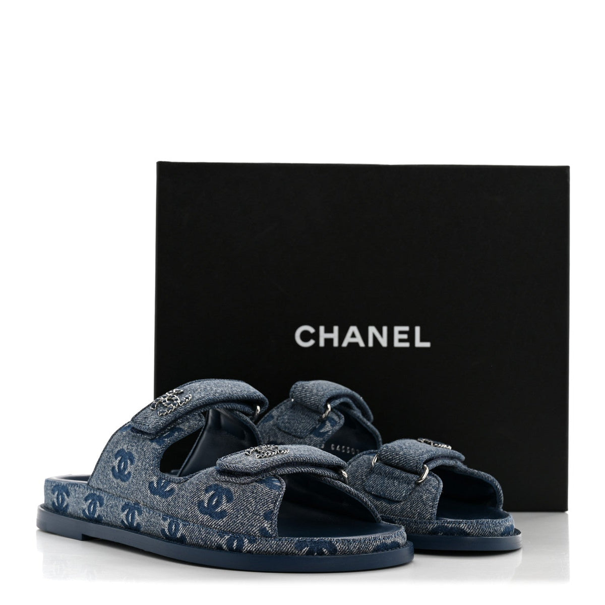 Denim CC Velcro Dad Chain CC Slide Sandals 39 Blue
