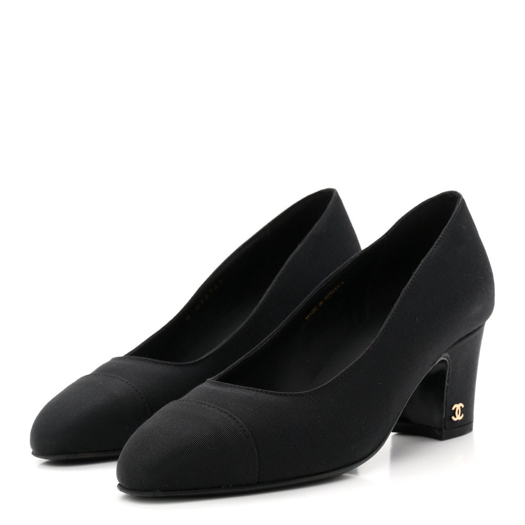 Grosgrain Cap Toe Uniform Pumps 35 Black