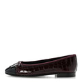 Crocodile Embossed Patent Calfskin Cap Toe CC Ballerina Flats 37.5 Dark Burgundy Black