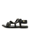 Cord Lambskin CC Chain Sandals 39 Black