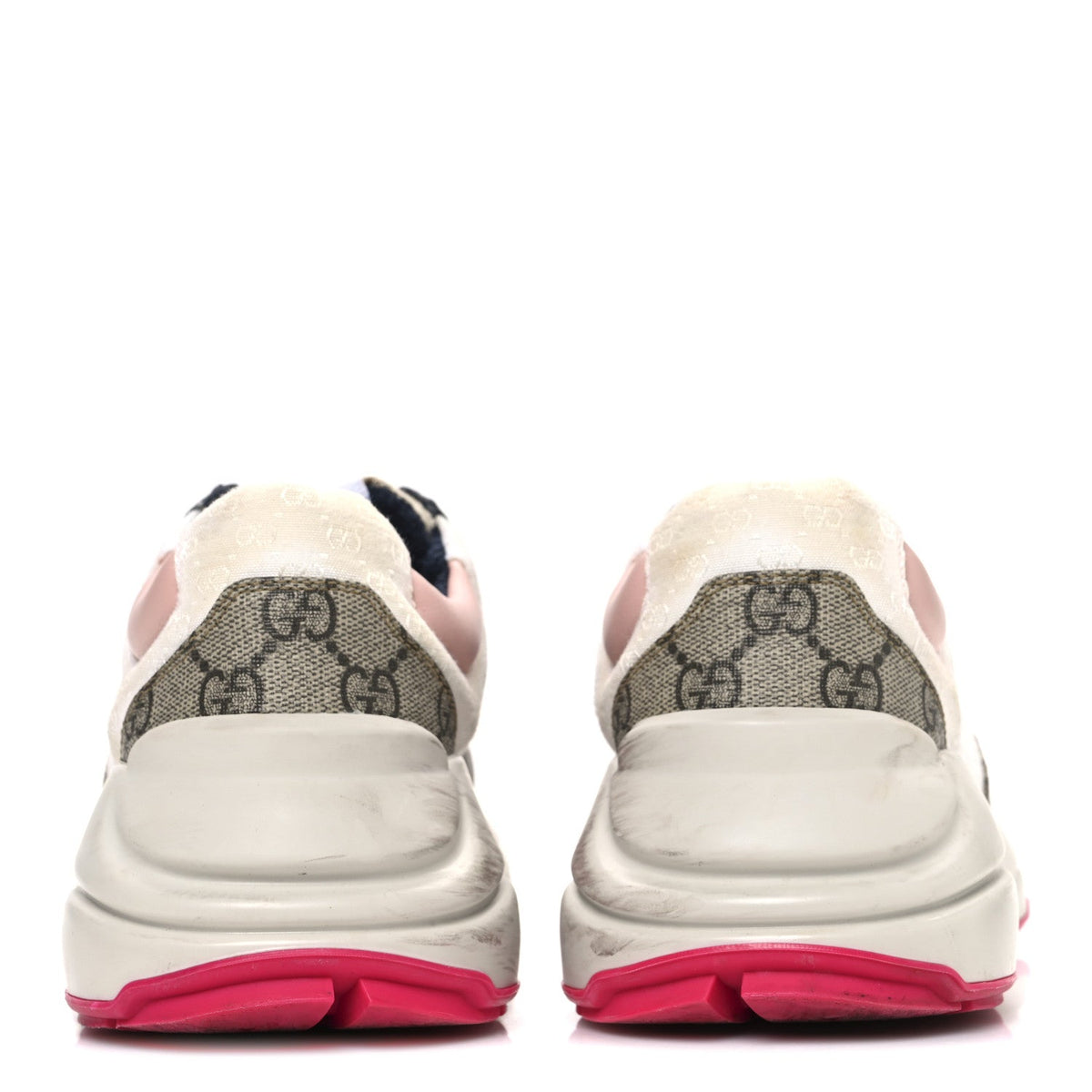 GG Supreme Monogram Mix Monogram Womens Rhyton Sneakers 36 London Blue Beige Pale Pink