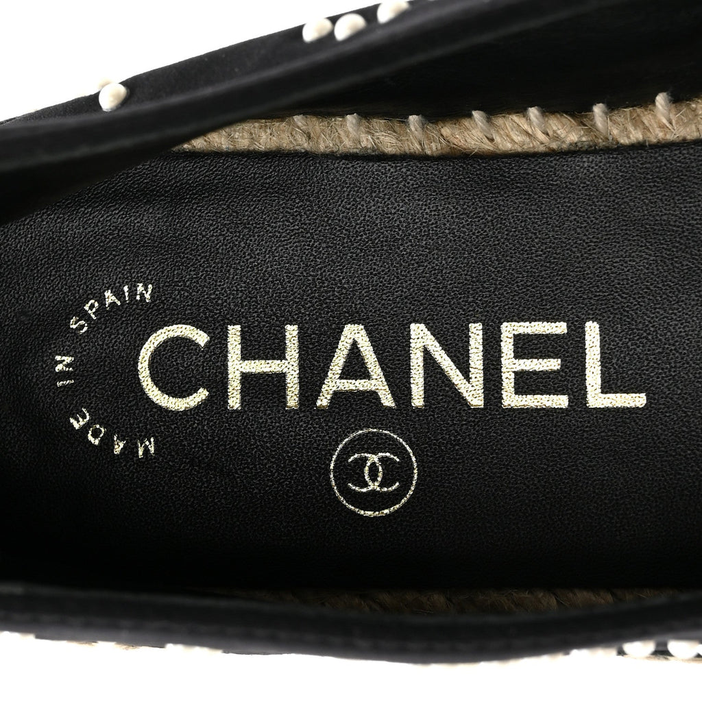 Neoprene Patent Calfskin Pearl CC Espadrilles 35 Black White