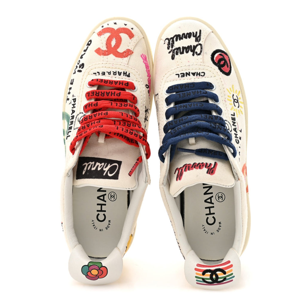 x Pharrell Williams Canvas Womens Sneakers 35 White Multicolor