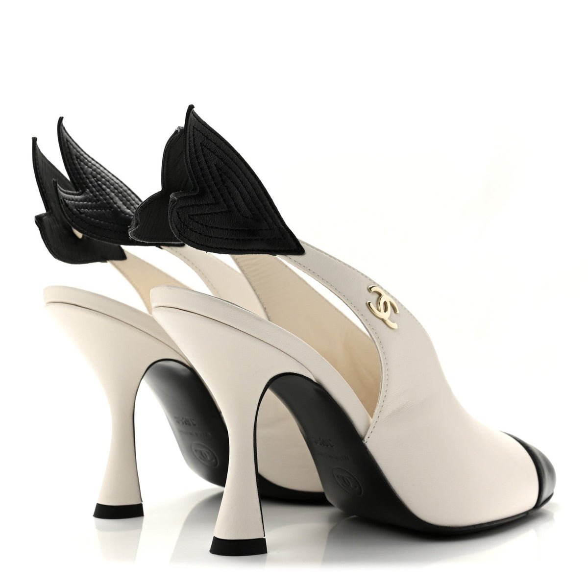 Lambskin Slingback Pumps 36.5 White Black