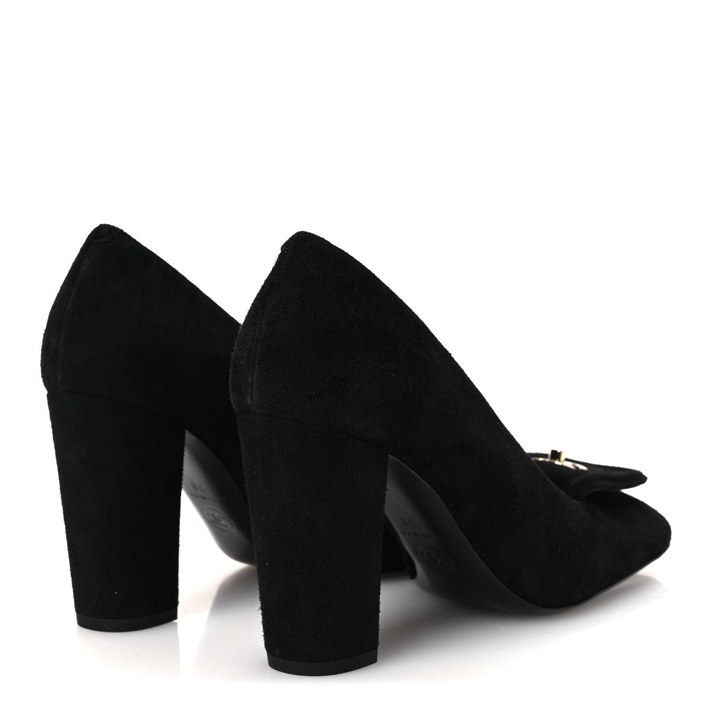 Lambskin Turnlock CC Pumps 38 Black Ivory