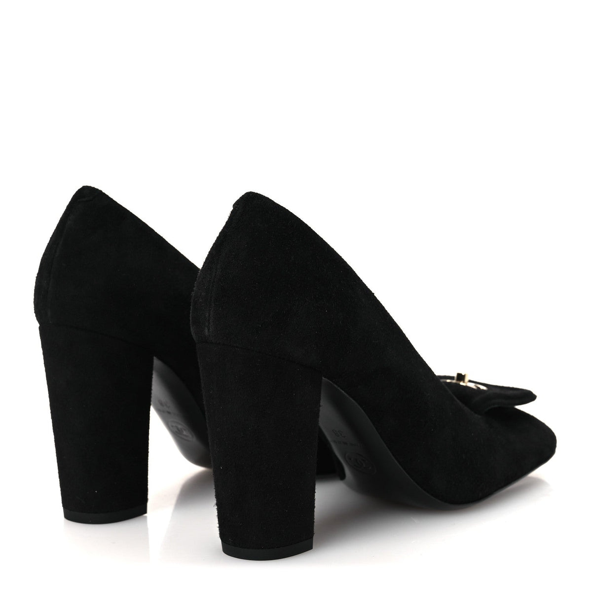 Lambskin Turnlock CC Pumps 38 Black Ivory