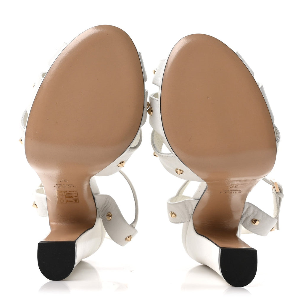 Calfskin Studded Sandals 37 White