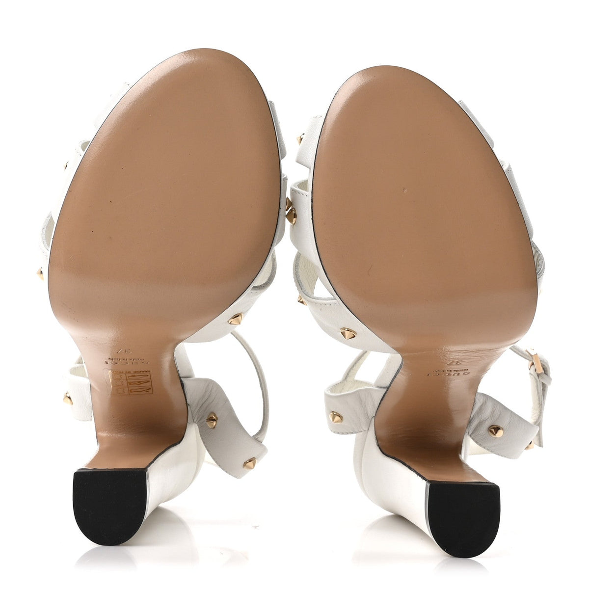Calfskin Studded Sandals 37 White