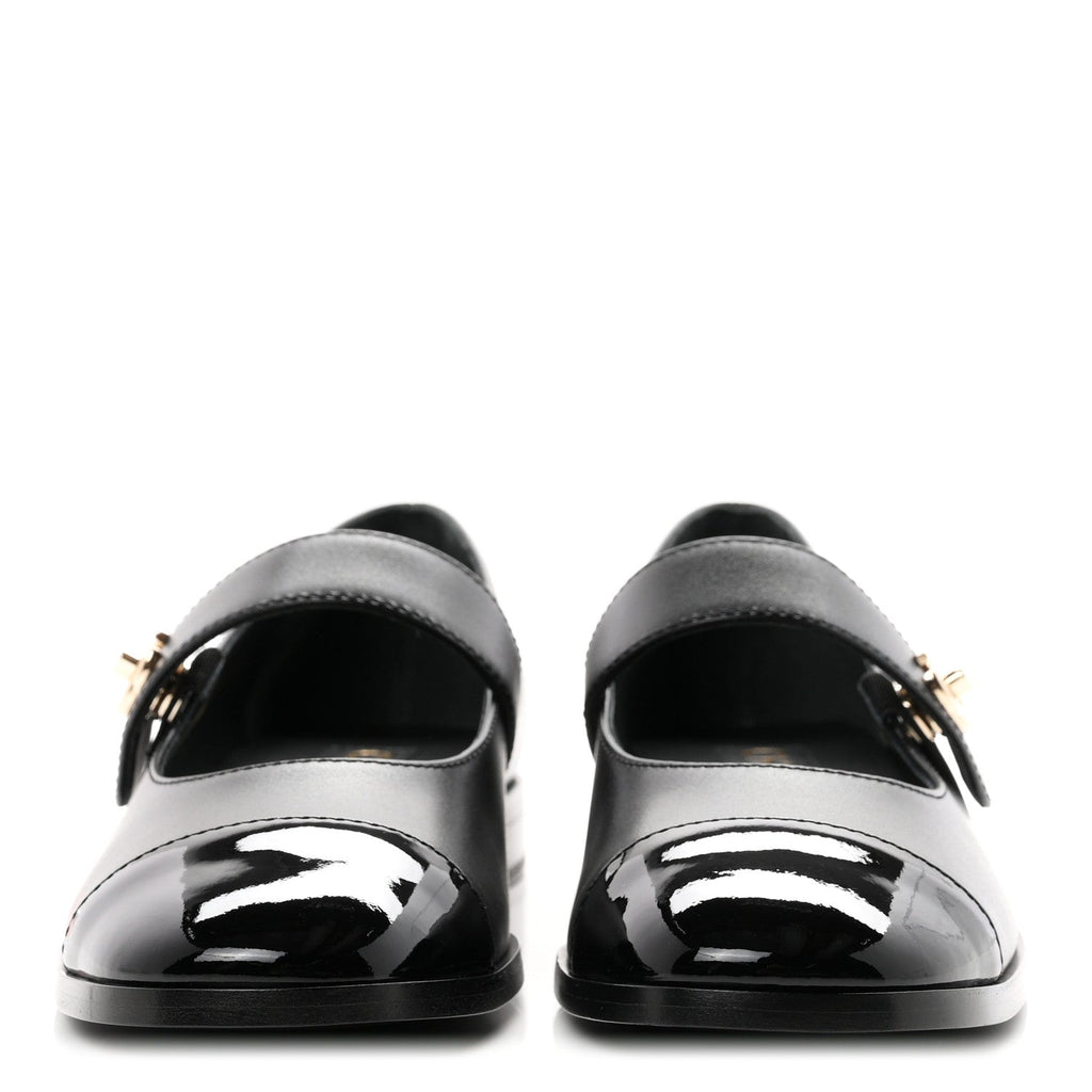 Calfskin Patent Mary Janes Flats 37 Black