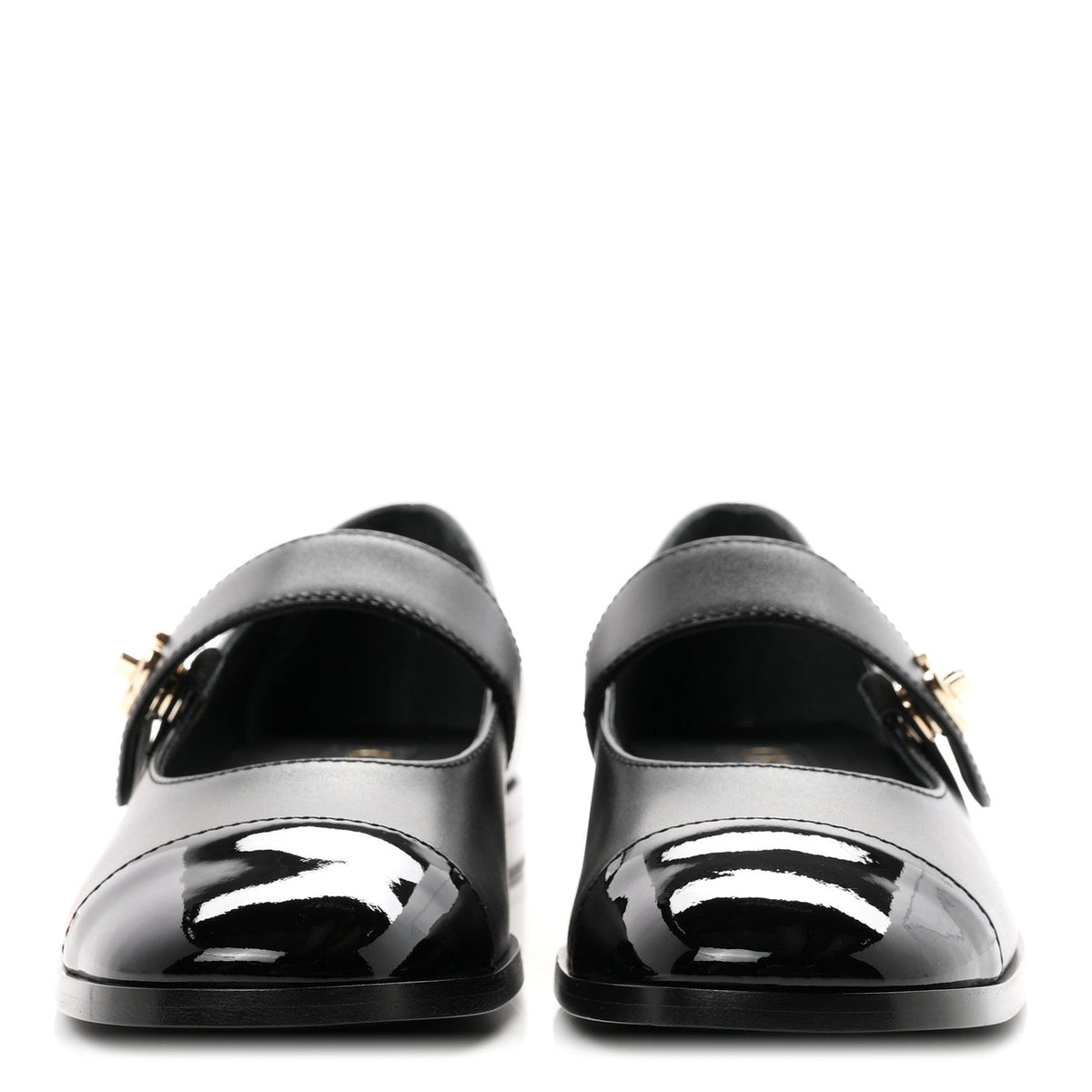 Calfskin Patent Mary Janes Flats 37 Black
