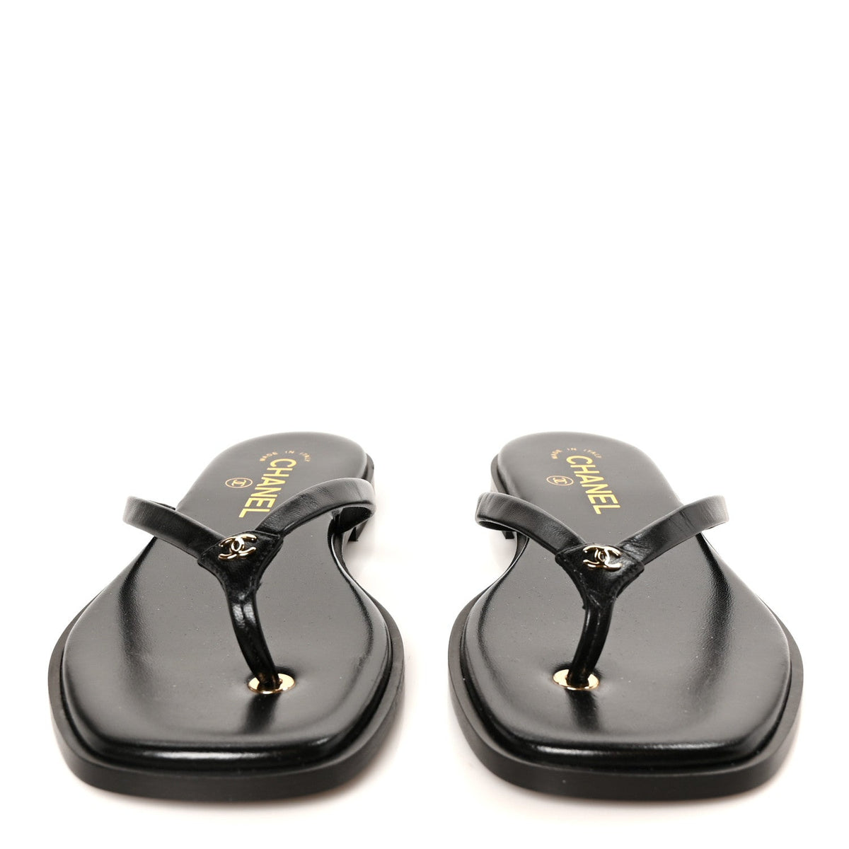 Goatskin CC Times Square Thong Sandals 38 Black