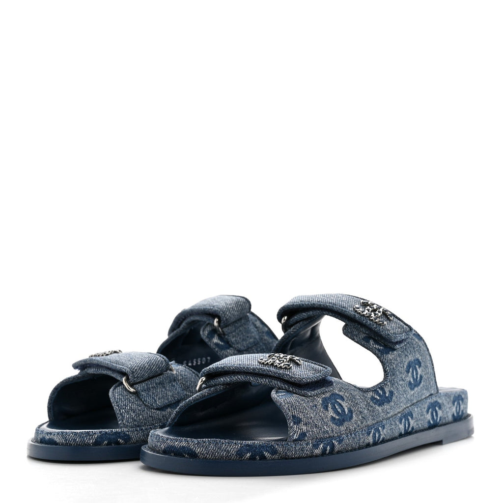 Denim CC Velcro Dad Chain CC Slide Sandals 39 Blue