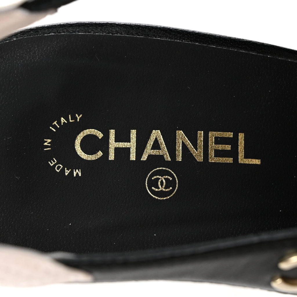 Lambskin Slingback Pumps 39.5 Black White