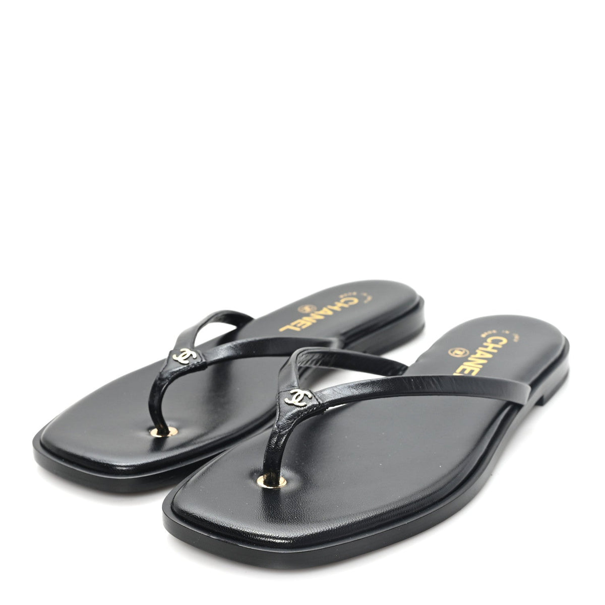 Goatskin CC Times Square Thong Sandals 39 Black