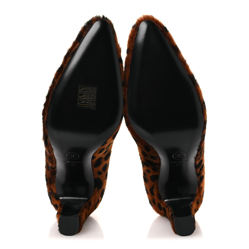 Pony Hair Lambskin Pumps 37 Brown Black
