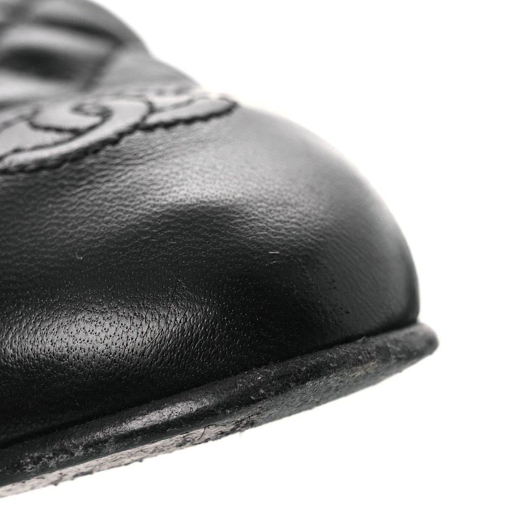Lambskin Quilted Mary Jane Flats 38.5 Black