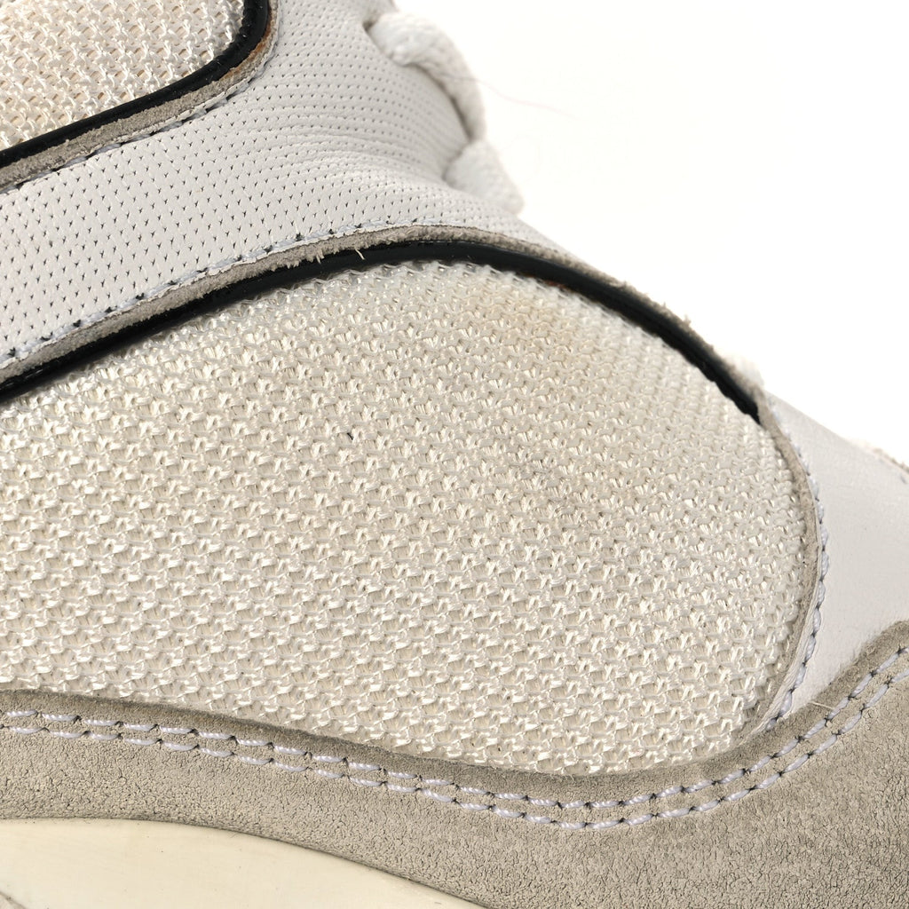 Mesh Suede Calfskin Grosgrain Womens CC Sneakers 37.5 White Black