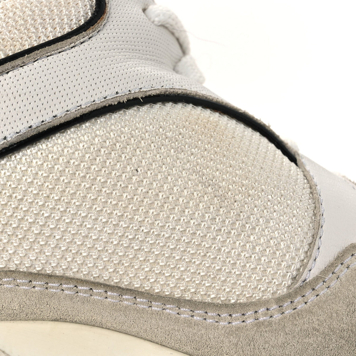 Mesh Suede Calfskin Grosgrain Womens CC Sneakers 37.5 White Black