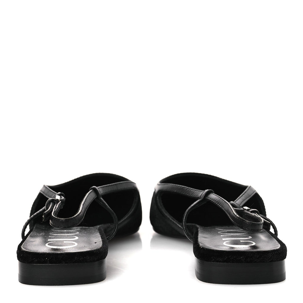 Velvet GG Monogram Slingback Ballet Flats 37.5 Black