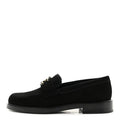 Suede Kidskin Crystal CC Loafers 37 Black
