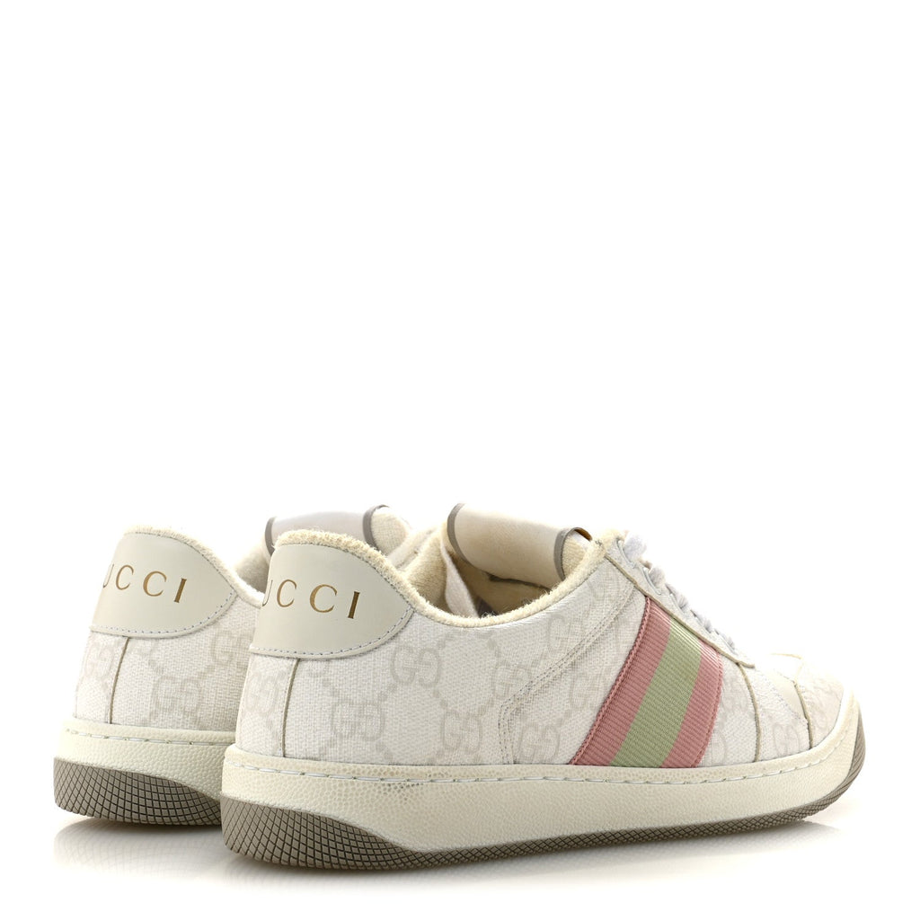 GG Monogram Web Screener Sneakers 35.5 White Grey Pink