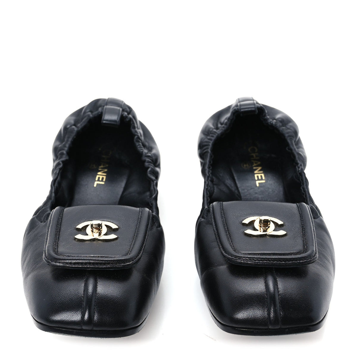 Lambskin CC Turnlock Ballerina Flats 39.5 Black