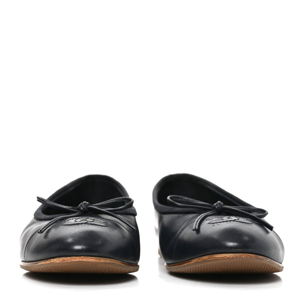 Goatskin CC Cap Toe Ballerina Flats 37.5 Dark Blue