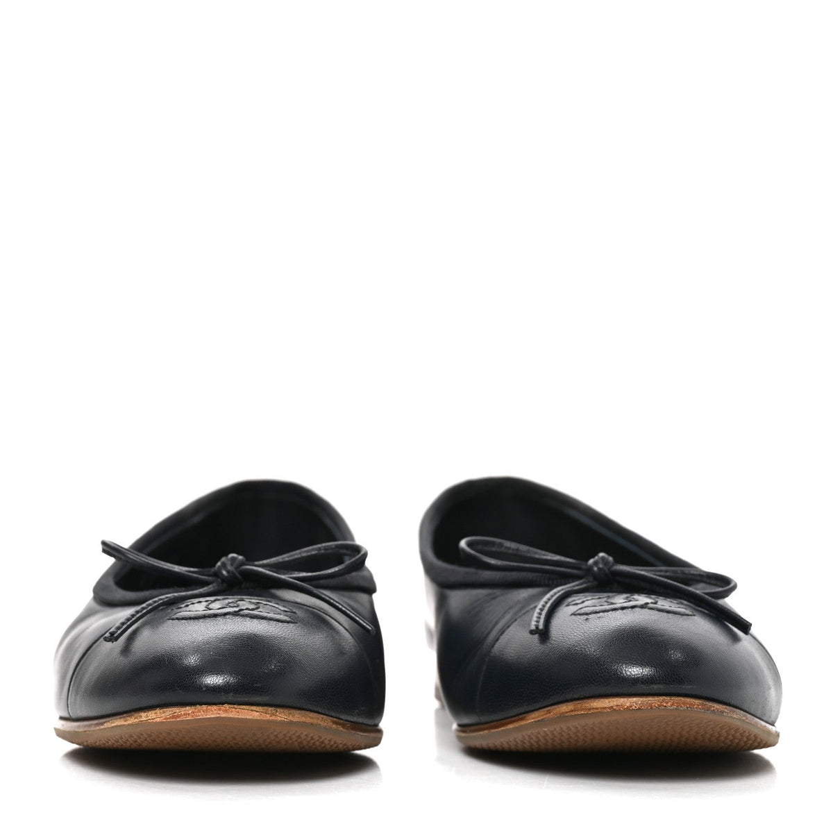 Goatskin CC Cap Toe Ballerina Flats 37.5 Dark Blue