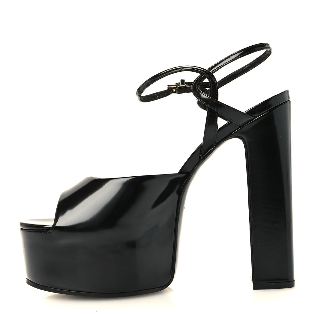 Regent Calfskin Nizza 95mm Platform Sandals 39 Black