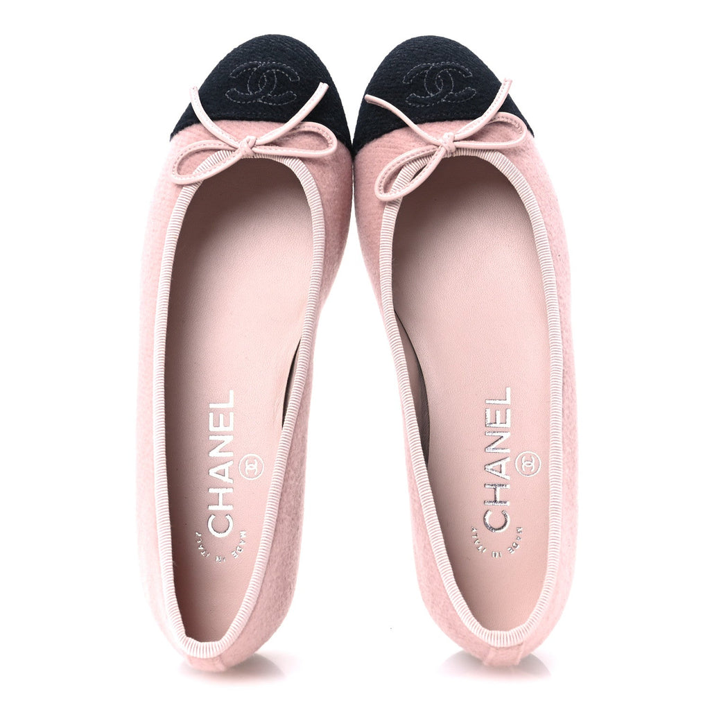 Fabric Cap Toe CC Ballet Flats 36 Light Pink Black