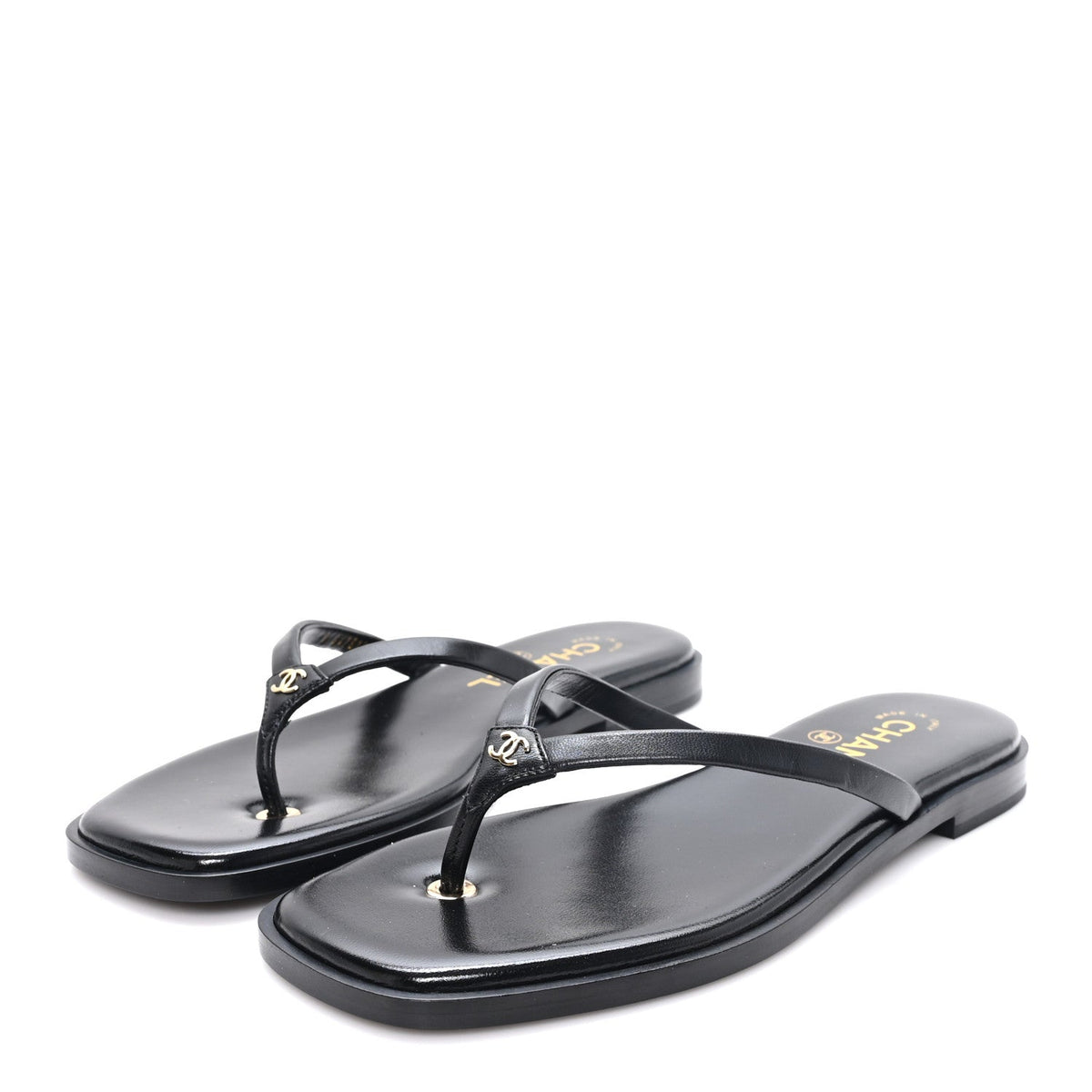 Goatskin CC Times Square Thong Sandals 37 Black