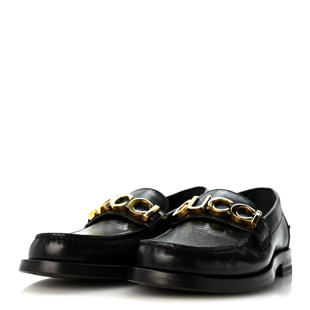 Goatskin Womens Logo 15mm Loafers 35 Black