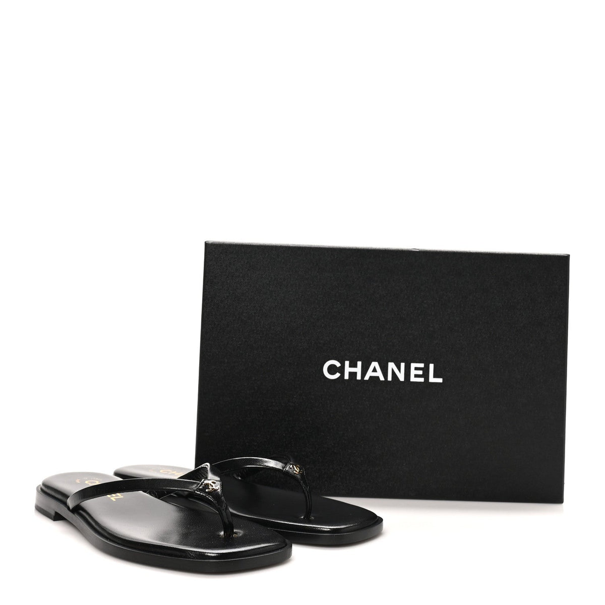 Goatskin CC Times Square Thong Sandals 37 Black