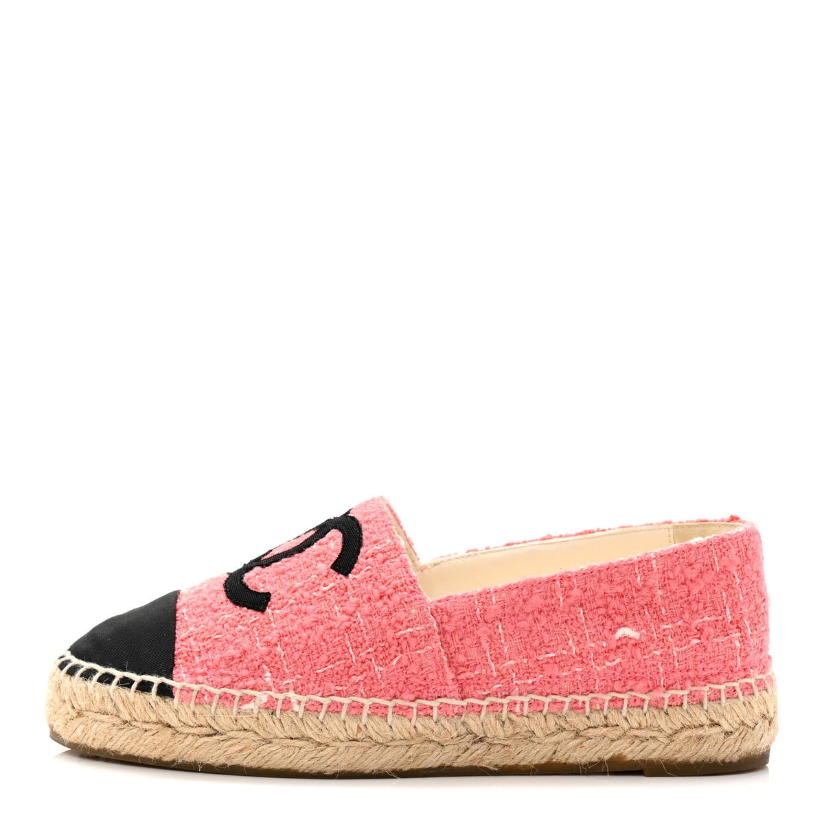 Tweed Grosgrain CC Espadrilles 35 Pink